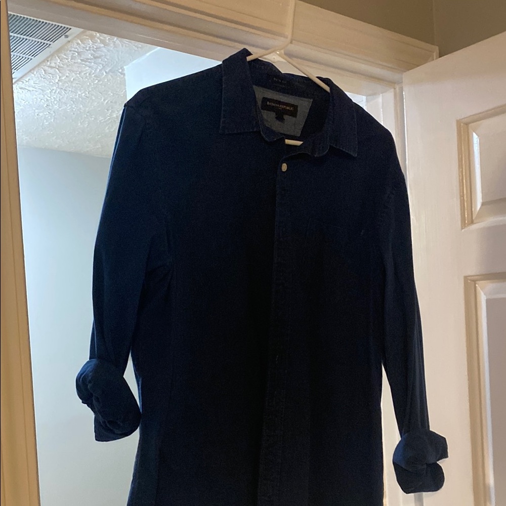 Banana Republic Men's Casual Button Down Shirt - Navy Blue